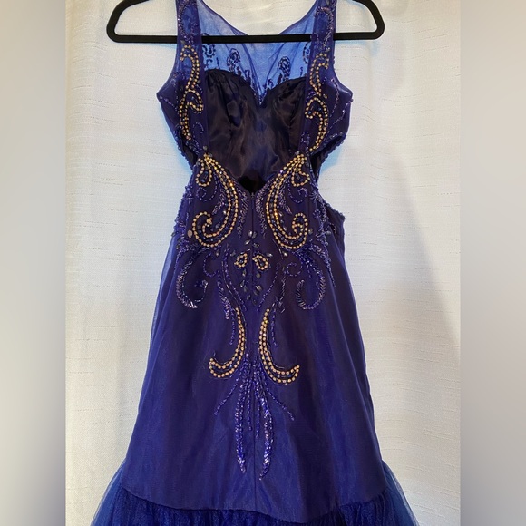 Royal blue studded Prom Dress - Picture 2 of 7